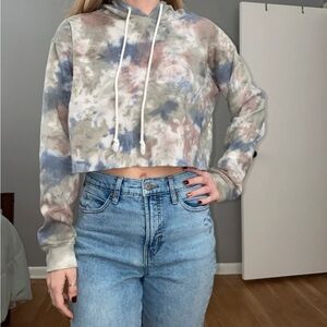 Wild Fable Multicolor Tie-Dye Cropped Hoodie